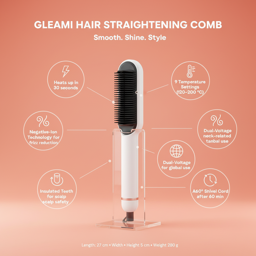 Gleami Hair straightening Comb